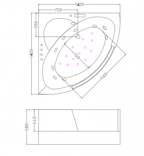 Гидромассажная ванна Frank F164 140x140 см, 2020116