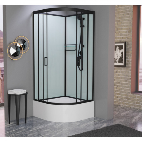 Душевая кабина Frank F409/2 Black без крыши 90x90 см, 148009