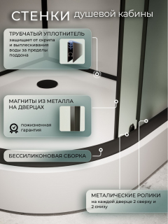 Душевая кабина Frank F418R Black 100х80 см правосторонняя, 914814