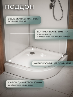 Душевая кабина Frank F418R Brilliant 100x80 см, 165009