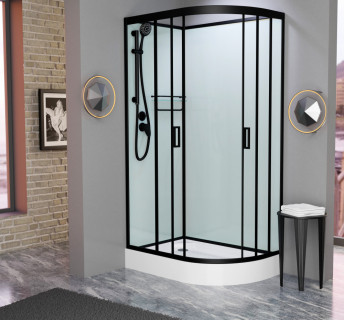 Душевая кабина Frank F411L М Black без крыши матовое стекло 110x80 см, 20055