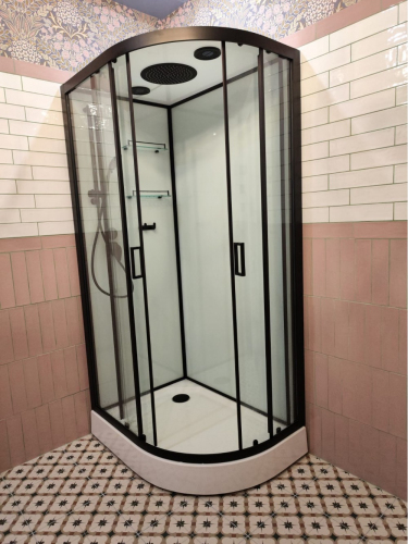 Душевая кабина Frank F411L М Black левосторонняя матовое стекло 	110х80 см, 20054