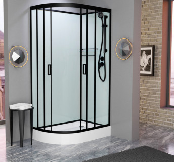 Душевая кабина Frank F418R М Black без крыши матовое стекло 100x80 см, 20053