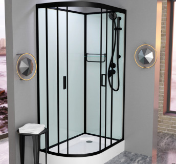 Душевая кабина Frank F418R М Black без крыши матовое стекло 100x80 см, 20053