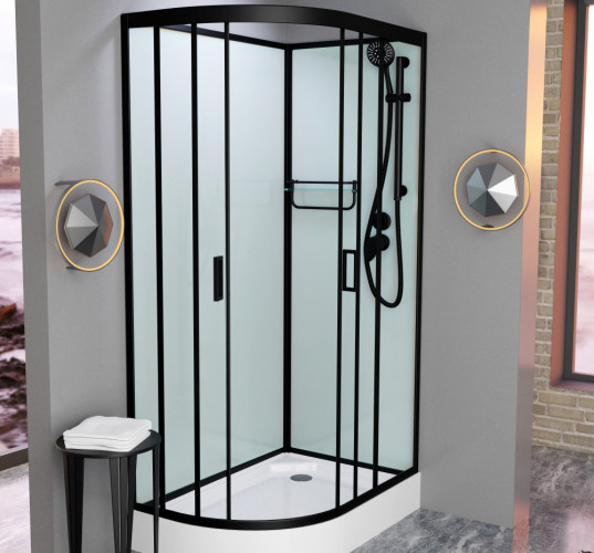 Душевая кабина Frank F411R Black без крыши 110x80см, 114005