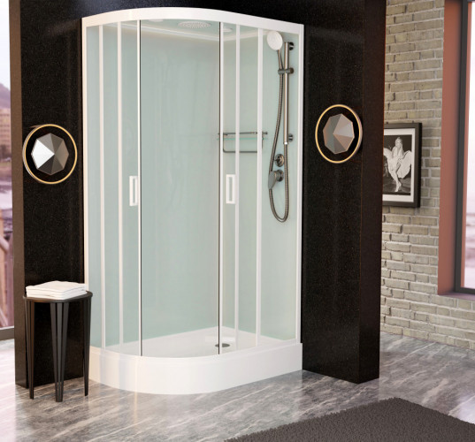 Душевая кабина Frank F418R М White правосторонняя матовое стекло 100х80 см, 20014