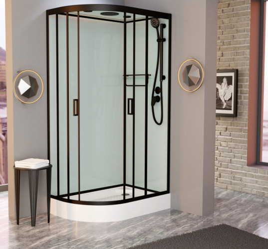 Душевая кабина Frank F411R М Black правосторонняя матовое стекло 110х80 см, 20056