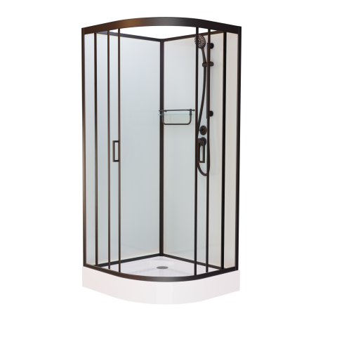 Душевая кабина Frank F400 М Black без крыши матовое стекло 100x100 см, 20045