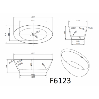 Ванна Frank F6123 Black/Black 170x81 черная отдельностоящая