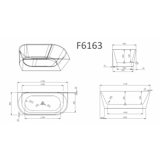 Ванна Frank F6163 White 170x80 белая пристенная