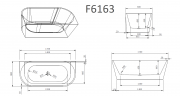 Ванна Frank F6163 Black/White 170x80 черная с белым пристенная, 12531