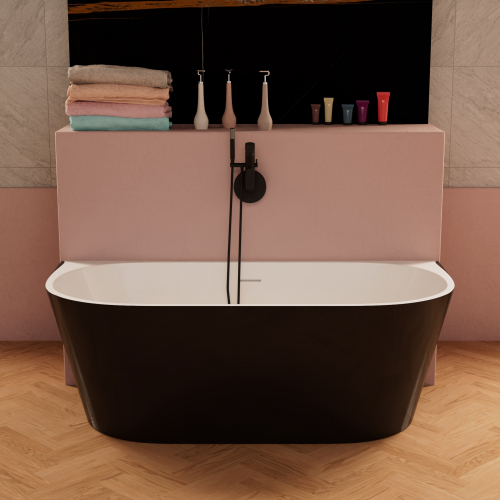 Ванна Frank F6163 Black/White 170x80 черная с белым пристенная, 12531