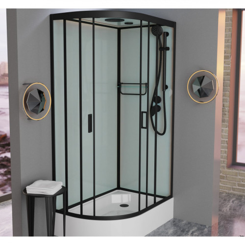 Душевая кабина Frank F412/1R М Black 120x80 матовое стекло, 20068