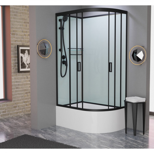 Душевая кабина Frank F412/2 L Black без крыши 120x80 см, 152009