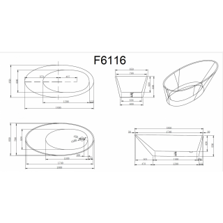 Ванна Frank F6116 180x85 отдельностоящая