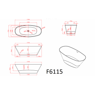 Ванна Frank F6115 170x75 отдельностоящая