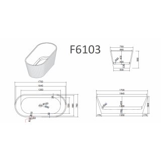 Ванна Frank F6103 White 170x75 отдельностоящая