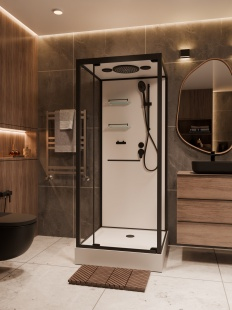 Душевая кабина Frank F401 Black 90x90 см матовое стекло, 20339