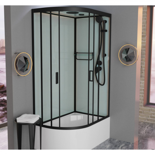 Душевая кабина Frank F412/2R М Black 120x80 матовое стекло, 20076
